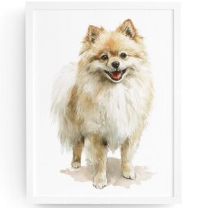 Watercolor Pomeranian Dog Portrait Art Print – Unframed Fine Art Poster